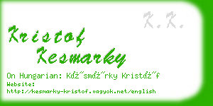 kristof kesmarky business card